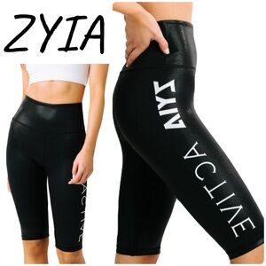 ZYIA Black Metallic Light N Tight Hustle Shorts, Large